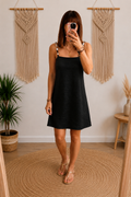 🖤 Robe Noire à Bretelles Perles
