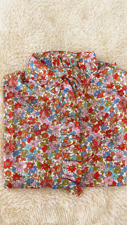 Chemise Fleurie – Rose Poudré & Imprimé Fleuri