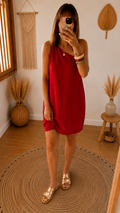 Robe asymétrique brique en coton