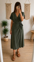 Robe portefeuille kaki
