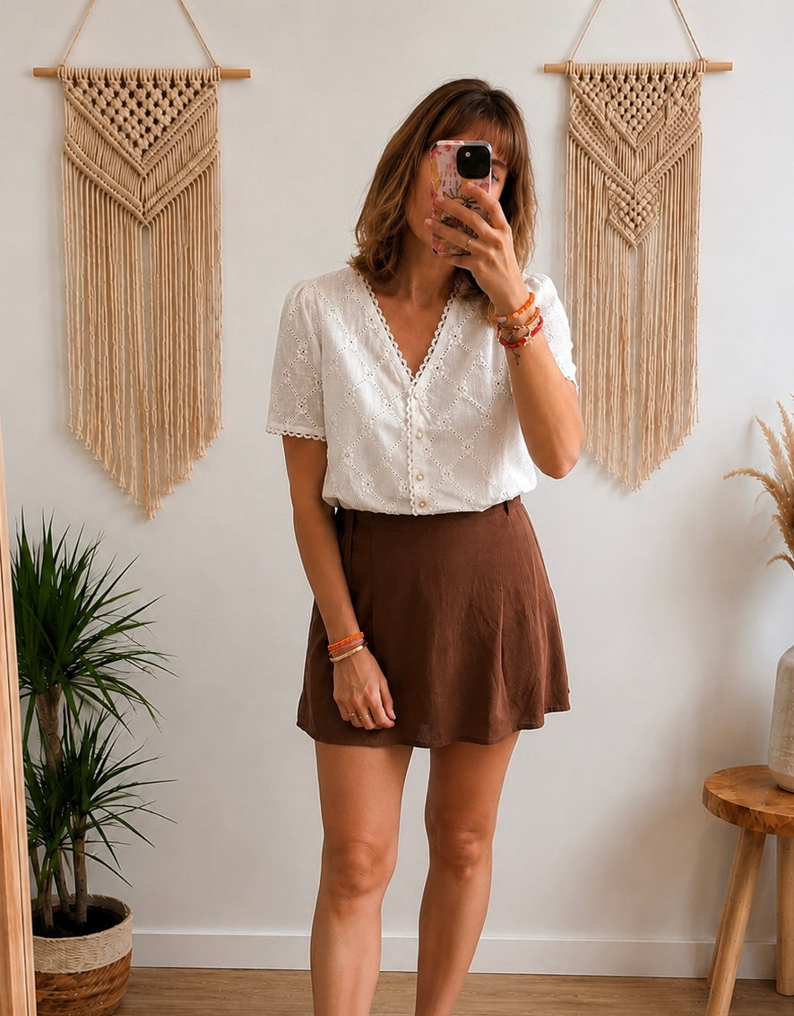 Blouse crème  brodée