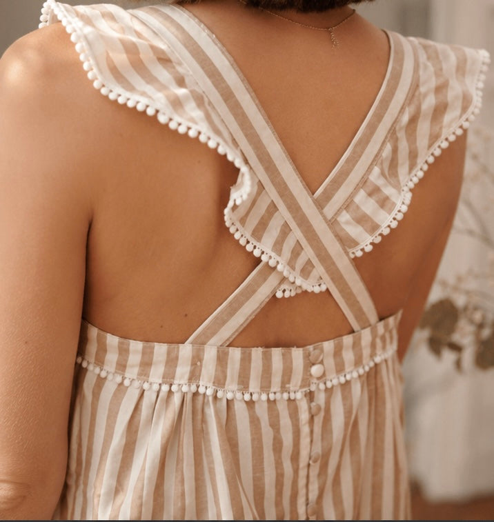 Débardeur rayé beige & écru ☀️