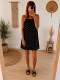 Robe fluide à pois noire ultra légère