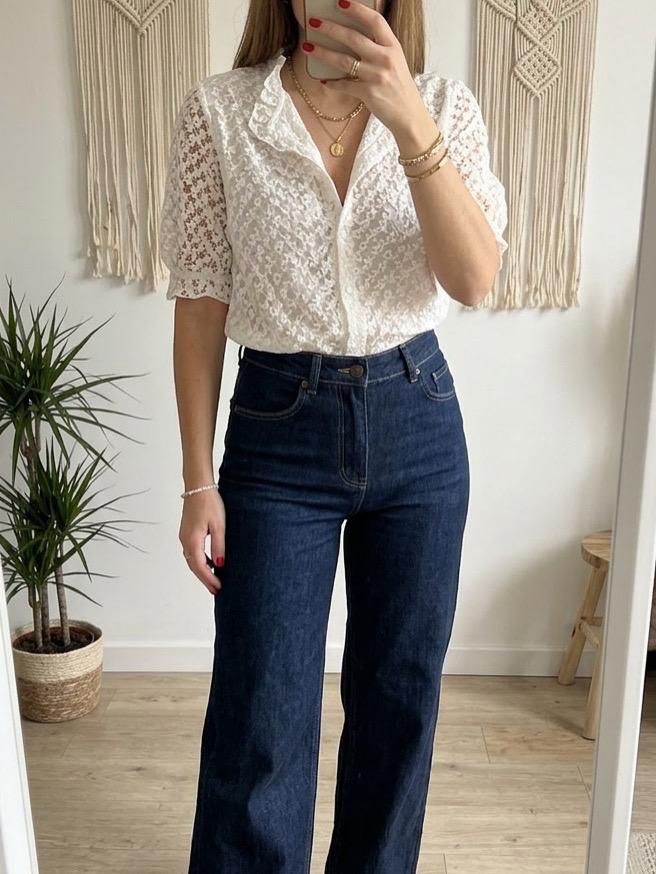 Chemise blanche en dentelle – manches ballon