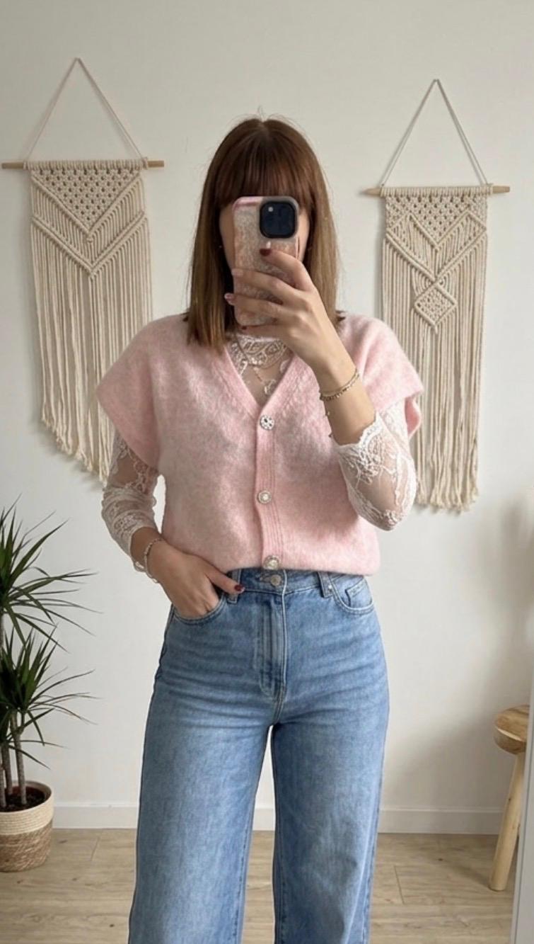 🌼Gilet poudré sans manches