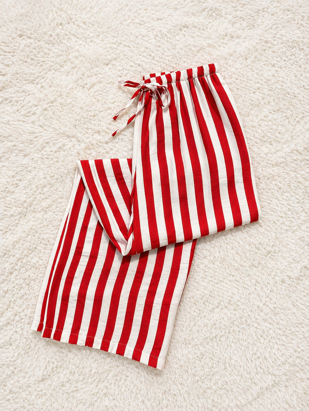Pantalon Large Rayé Rouge & Blanc