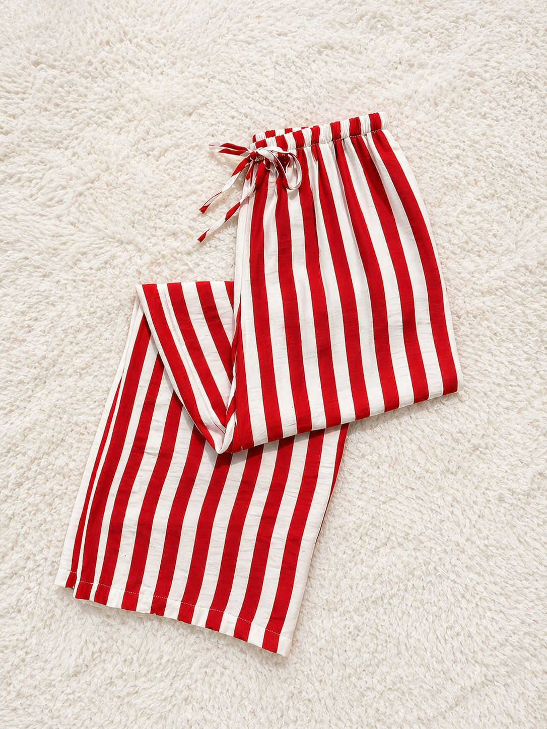 Pantalon Large Rayé Rouge & Blanc